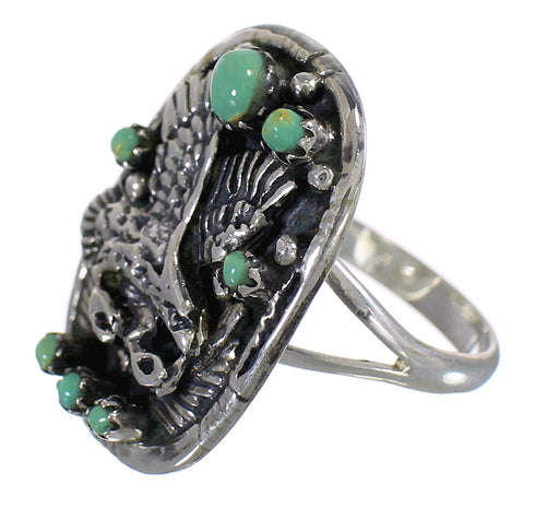 Sterling Silver And Turquoise Eagle Ring Size 4-1/2 RX80593